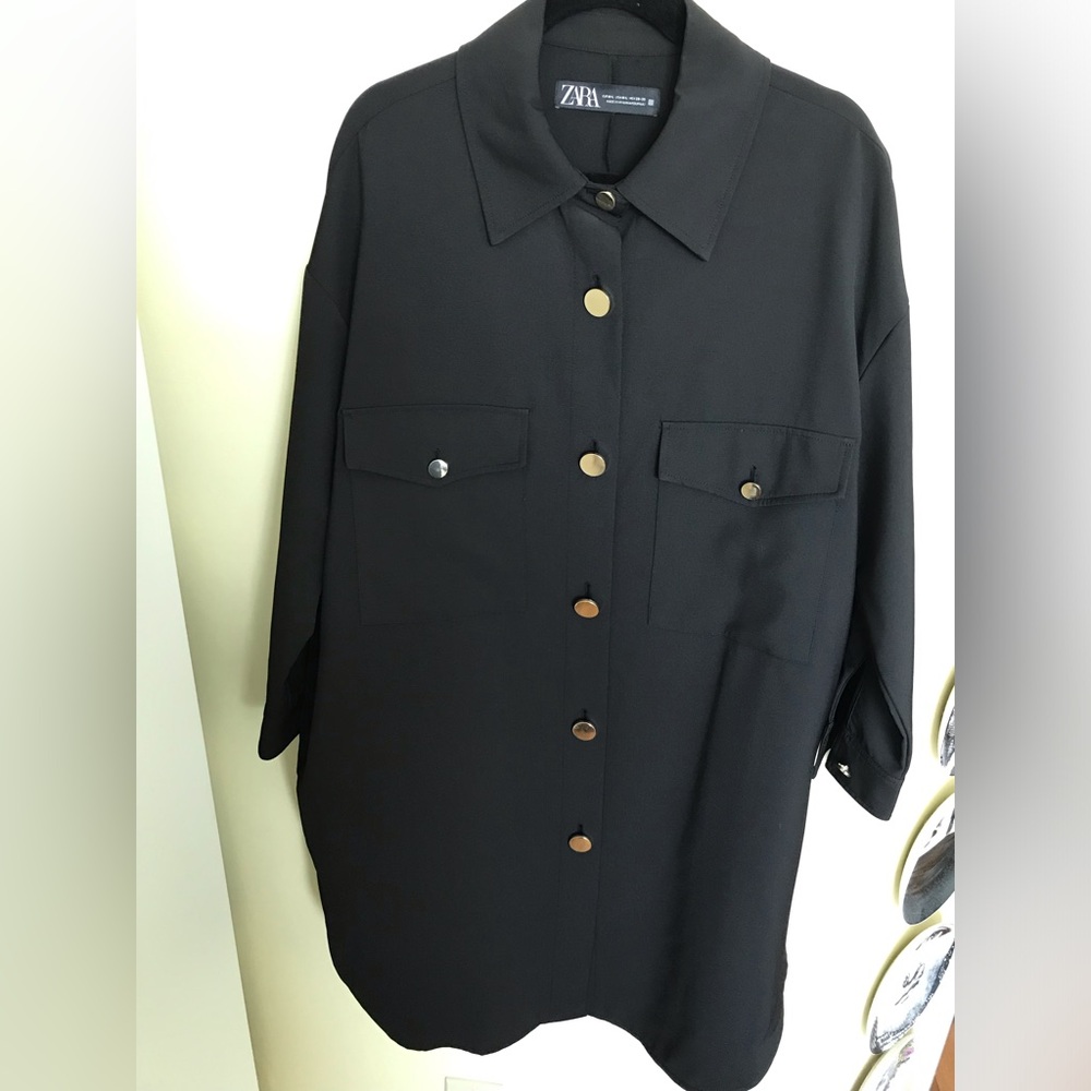 Black Button-Up Shirt Dress